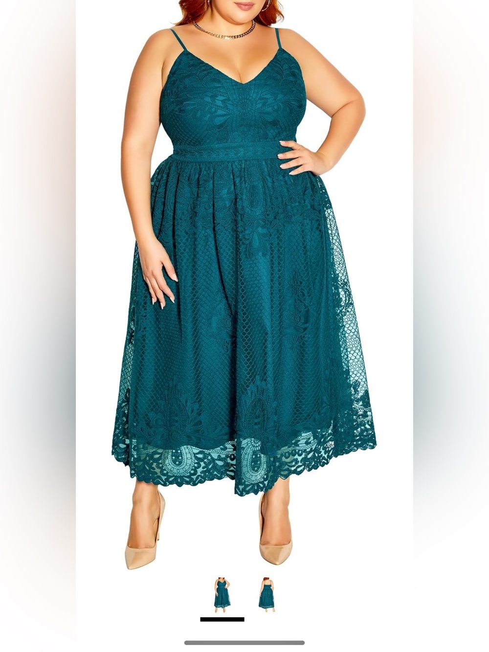 City Chic Teal Lace Midi Dress